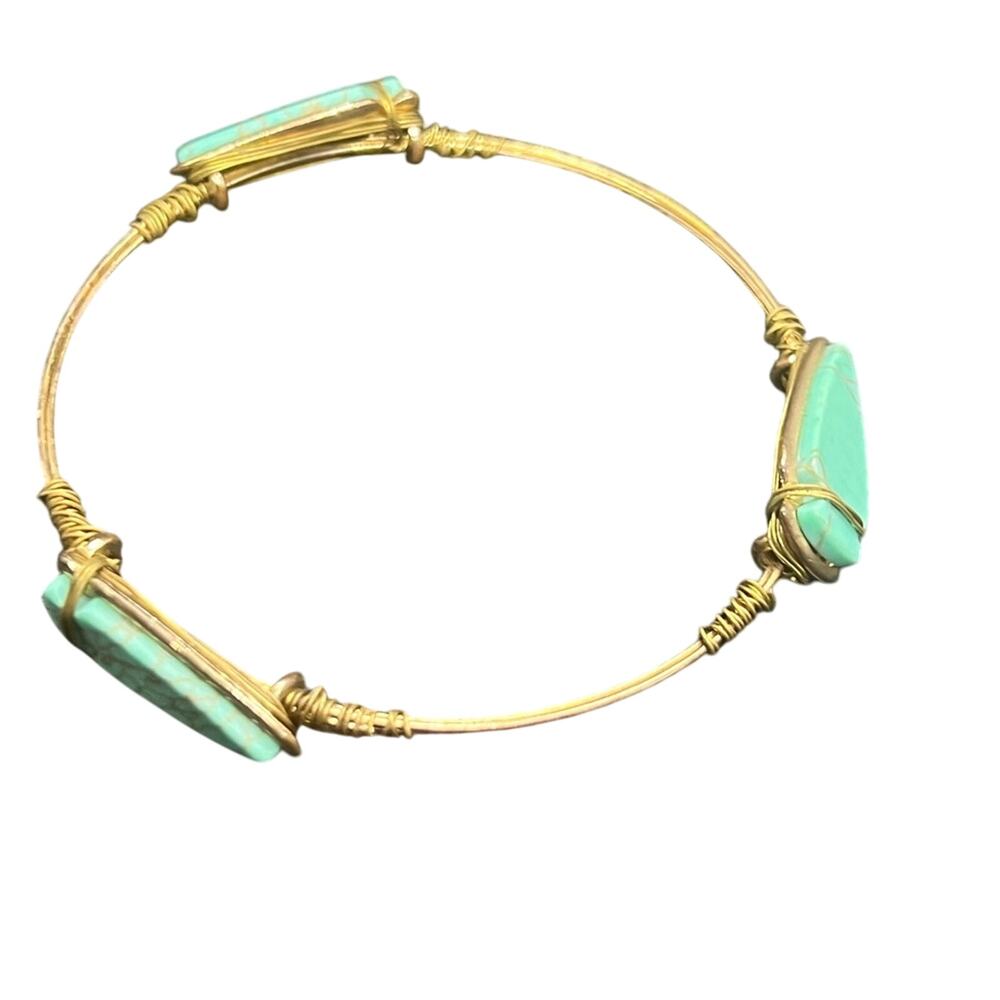 VTG arrow head bracelet. Brass & turquoise costume bracelet boho native